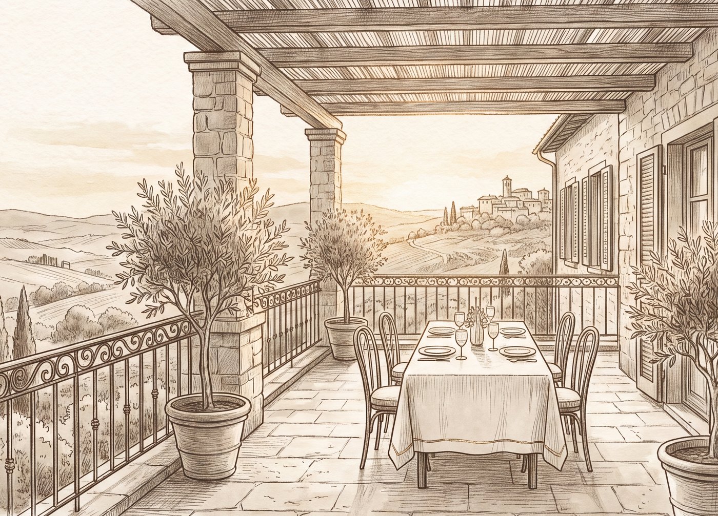 The same terrace as the sun lowers