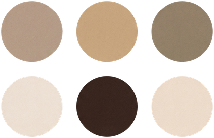 Six round paper swatches in warm neutrals